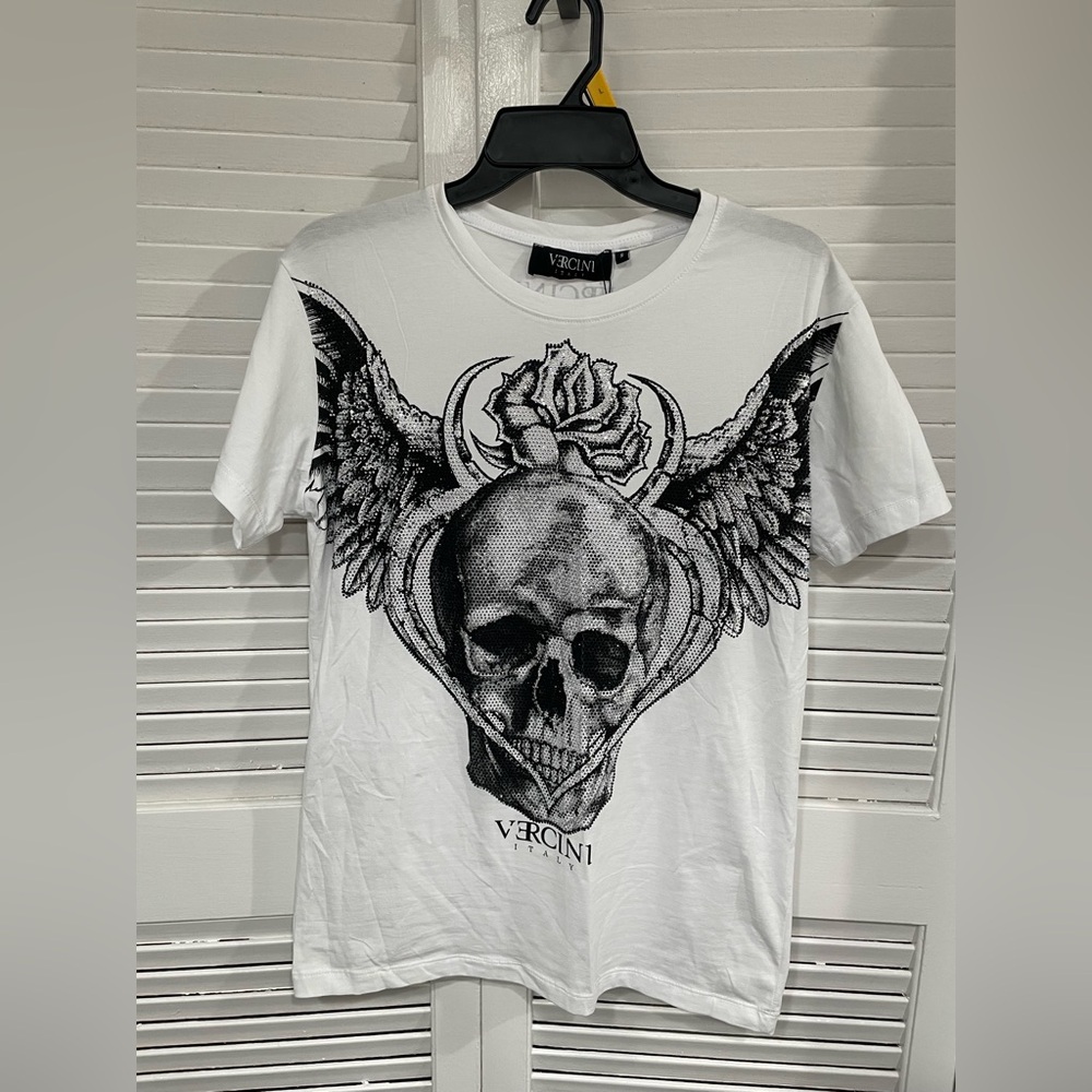 NWT Vercini White Skull Graphic T-Shirt (Italian brand)